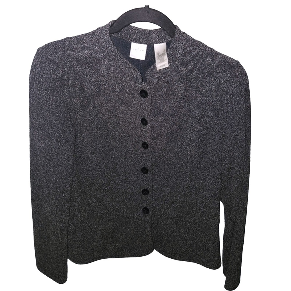 Emma James Casual Blazer Jacket Textured Button Front Career Office Everyday